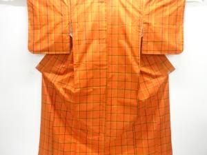 格子織り出し米沢紬着物アンサンブル